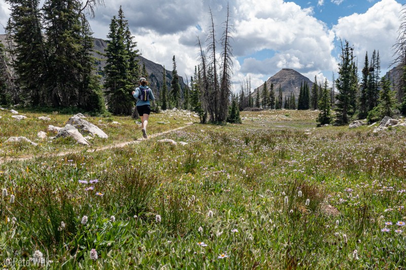 On our trail run Saturday.  While the distance was only 9 miles it felt hard.  Perhaps the altitude and/or the high stepping that is necessary to make it over the rocks in the Uintas.