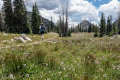 On our trail run Saturday.  While the distance was only 9 miles it felt hard.  Perhaps the altitude and/or the high stepping that is necessary to make it over the rocks in the Uintas.
