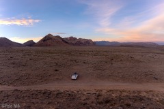 Sunset from the drone with a view of our camping spot and the beautiful mountains of Red Rocks.