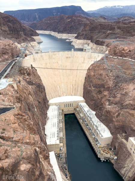 Hoover dam is pretty impressive.  Almost as impressive is the 880 ft drop from the bridge to the water below.