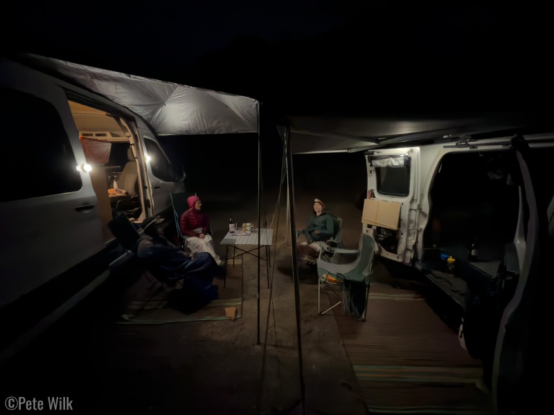 Our cozy camp in Cochise.  At Kasi's urging Andreas put out their awning which was great because we got abundant rain.