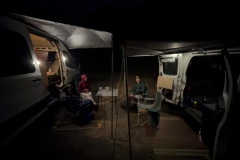 Our cozy camp in Cochise.  At Kasi's urging Andreas put out their awning which was great because we got abundant rain.
