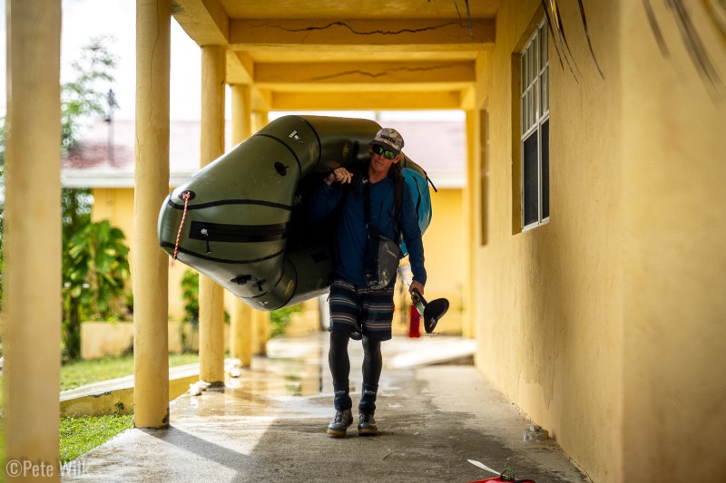 Miah getting back after a soggy paddle back to the house.