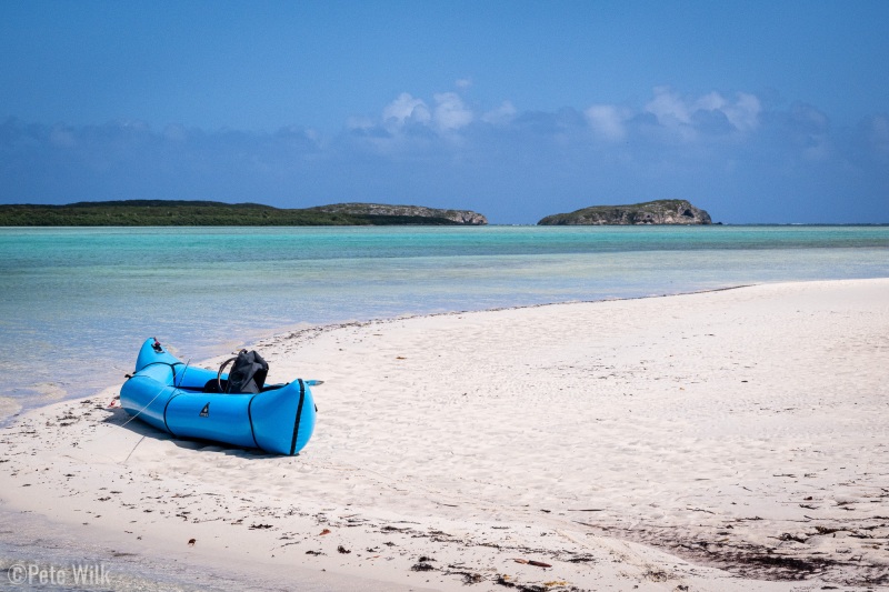 Looking toward Highas Cay (left) and an unnamed outcropping (right) of limestone.  There’s a hanging cave on the outcropping and a cave on the ocean on Highas Cay.